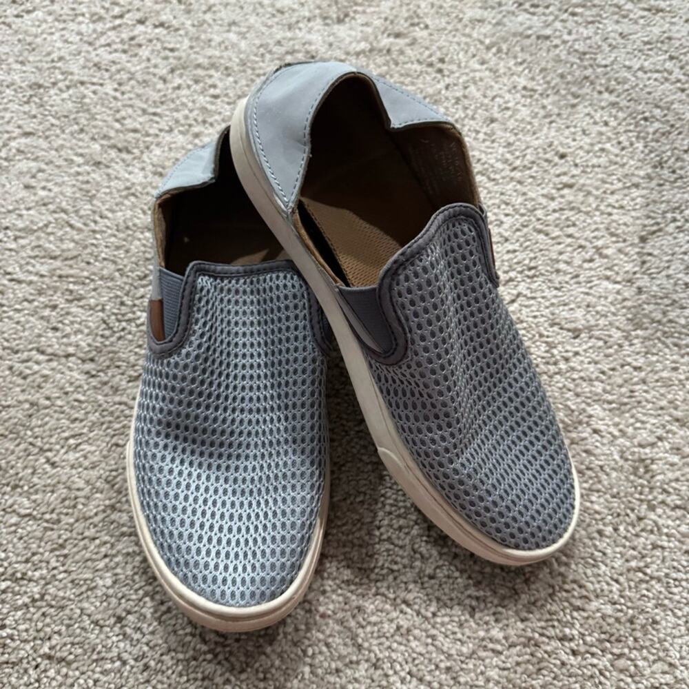 Olukai Pehuea Slip On Shoes Loafers Women’s Size 7 Drop In Heel Gray Easy On Off